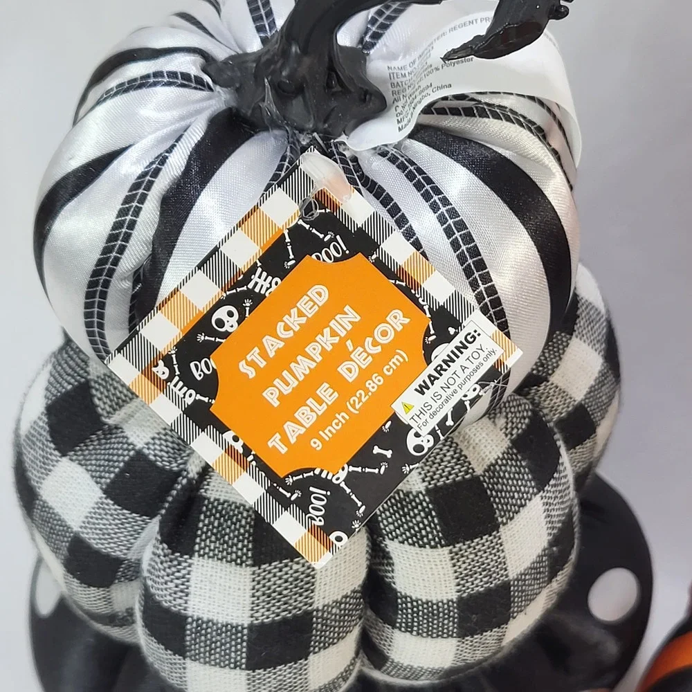 Regent Products 9in Stacked Pumpkin Table Decor Set of 3 Halloween Fabric Plush